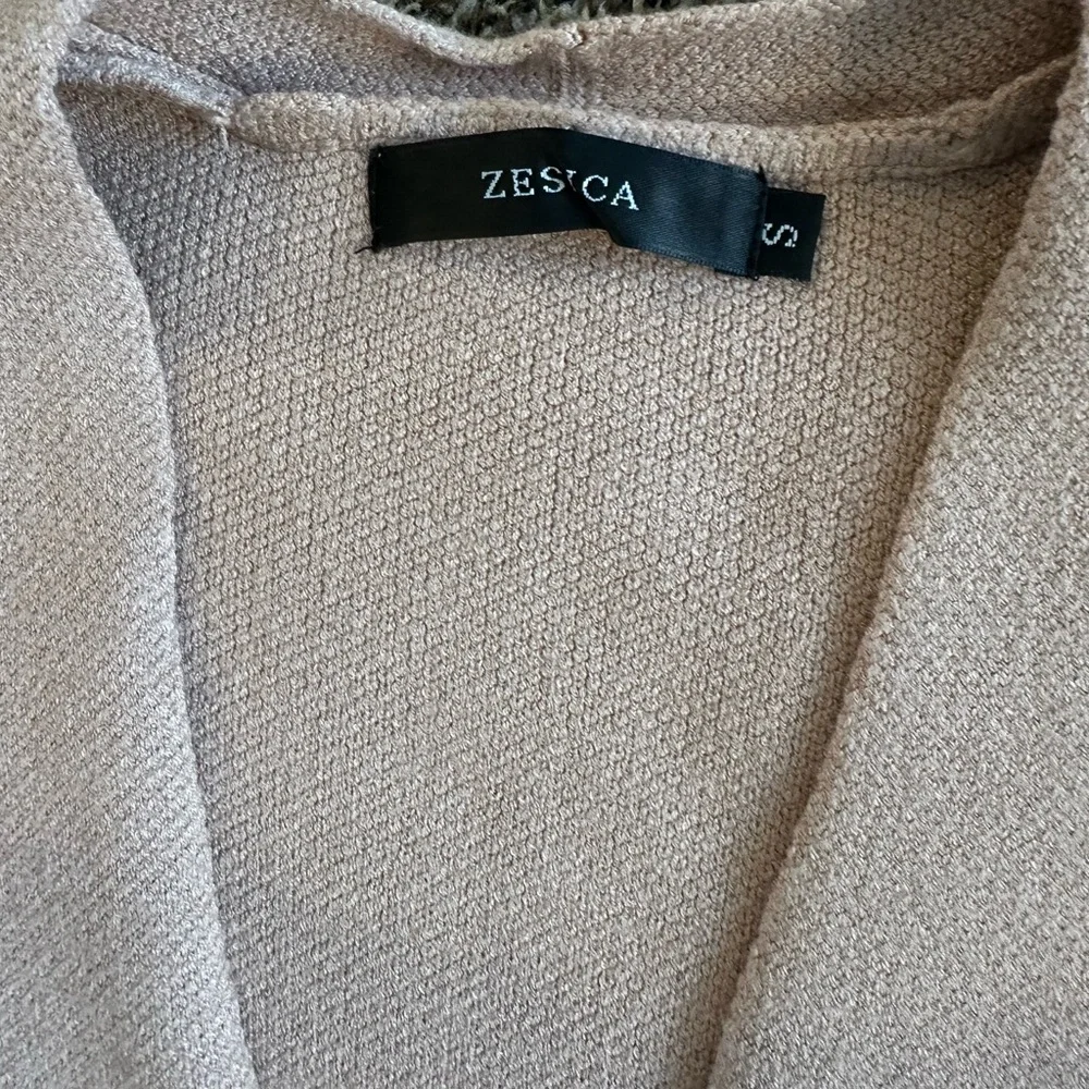 ZESICA Women's Cream Long Sleeves Open Front Knitted Sweater Cardigan SMALL - Picture 6 of 8